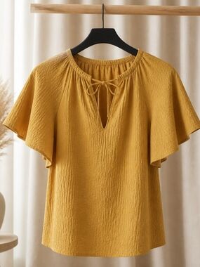 A New Day Women's Mustard Yellow Textured Blouse XS